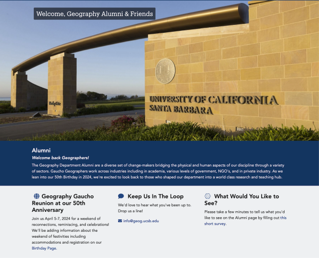 Preview of the Alumni webpage.