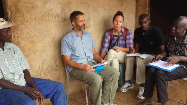 UCSB geographer David López-Carr, center left, and Stanford University health and environmental scientist Andrea Lund, center right, working with Senegalese partners