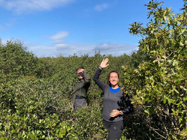 Isabel doing field research.