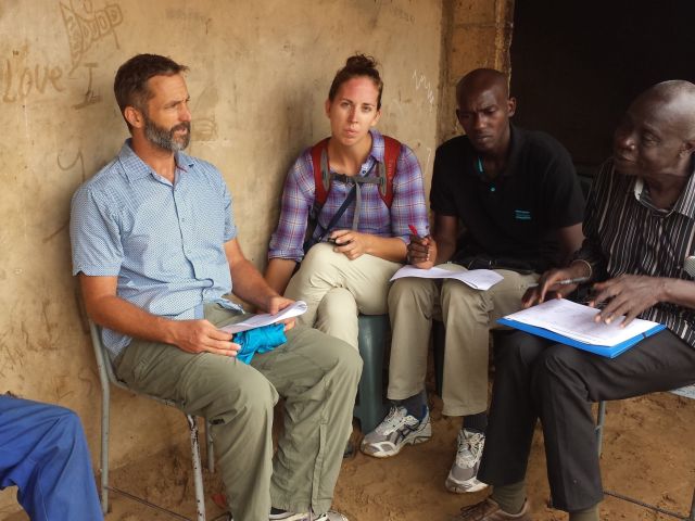 UCSB geographer David López-Carr, center left, and Stanford University health and environmental scientist Andrea Lund, center right, working with Senegalese partners